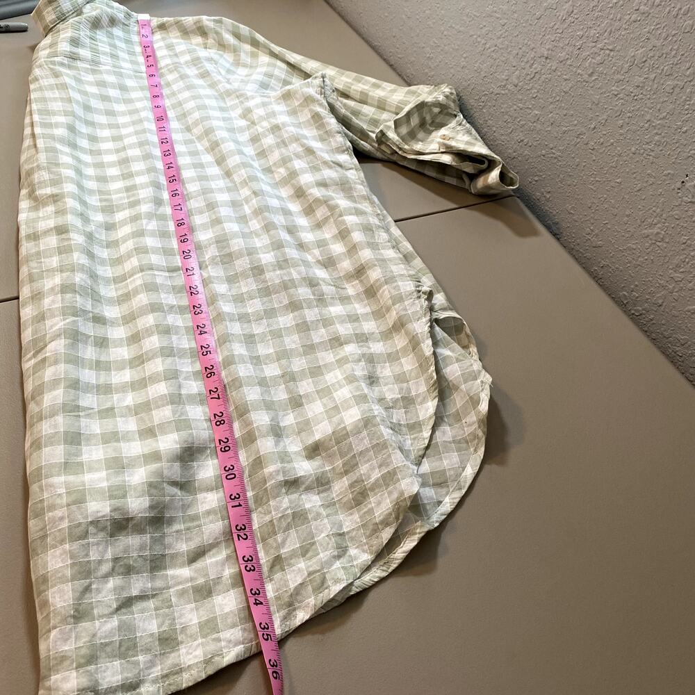 Cato Womens 22/24W 3X Plaid Short Sleeve Button Up Down Plus Green White - Picture 6 of 7